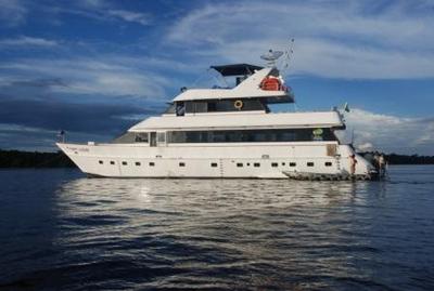 Guests with Anglers Inn International stay aboard the 95-foot luxury yacht Captain Peacock.
