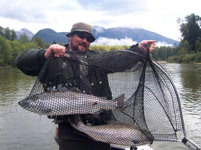 Double header on Coho.  WOW it dosn't get much better than this.  This photo is from the Kasiks River near Terrace BC.  Many folks have called this river, \