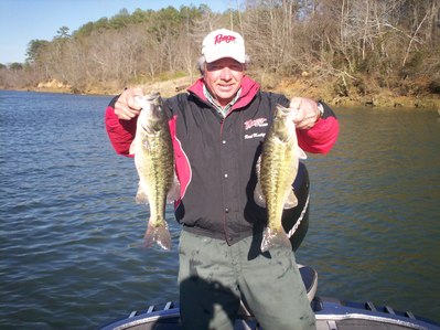 The Author with a  pair of big spotted bass!