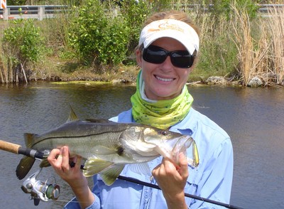 Jennifer with a canal caught Snook this afternoon