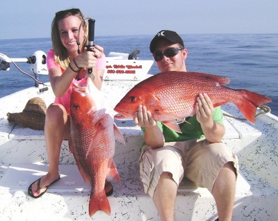 Nice pair of Pensacola Florida Red Snapper, Caught with Capt. Eddie Woodall and Full Net Fishing Charters