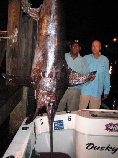 Our 545.8 swordfish with anglers Buster and King