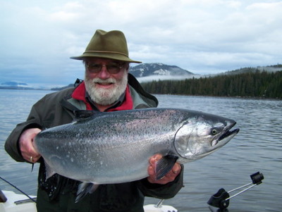 The photo of the week shows me with a beautiful, bright Douglas Channel Winter Chinook landed on Saturday, January 16, 2010.  The fish weighed 20-pounds.  I was fishing with Ron Wakita and Wes Owens.  We also caught a few Dungeness Crab.  Click here http: