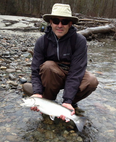 7 lb Bull trout caught fly fishing near Vancouver