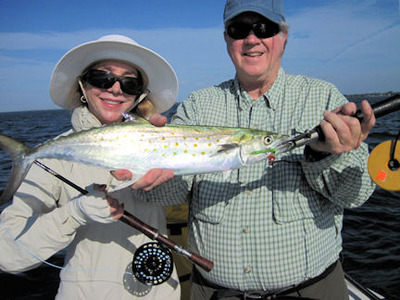 Bob and Diane Boswell Sarasota Bay Grassett Flats Bunny fly Spanish mackerel