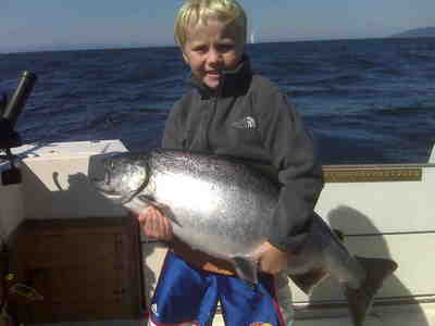 Young Jaxon with a 26 pound Chinook Salmon