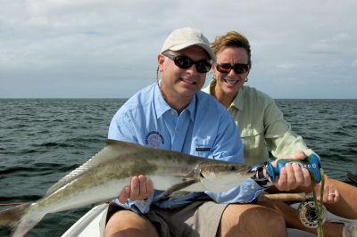 Brian Shenstone with his wife Jo Ann, from Gross Pointe Woods, MI, caught and released this 32