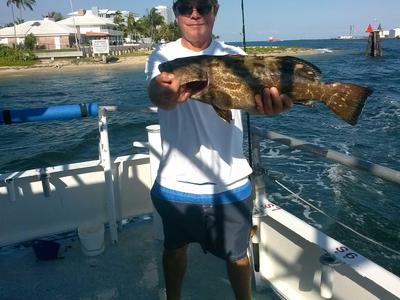 Big black grouper caught on our drift fishing trip
