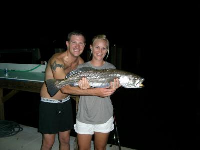 Josh Kersey & Lauren Phares with Lauren's trout.