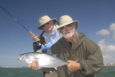 Capt. John Hand & Dr. Ben Estes Sarasota fly albie caught while fishing with Capt. Rick Grassett.