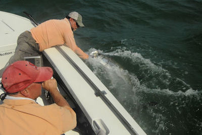 Capt. Rick Grassett with Kirk Grassett's Sarasota fly tarpon