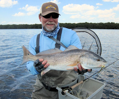 Capt. Rick Grassett Sarasota Bay red caught and released on a Grassett Flats Minnow fly