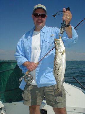 Chris Leu caught this Sarasota Bay trout on a fly while fishing with Capt. Rick Grassett