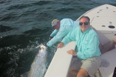 Dennis Ondercin, from Middleburg Heights, OH, caught and released this tarpon on a live pinfish while fishing off Siesta Key with Capt. Rick Grassett.