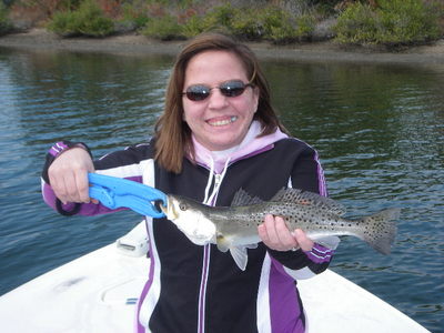 Sara with a nice trout she caught