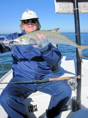 Gary Marple, from Sarasota, FL, with a nice Spanish mackerel caught on an Ultra Hair Clouser fly while fishing Sarasota Bay with Capt. Rick Grassett.