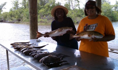 Dinner Table!!! Rita and Renee  Todays Catch!!!
