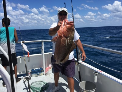 Big red grouper caught on our drift fishing trip