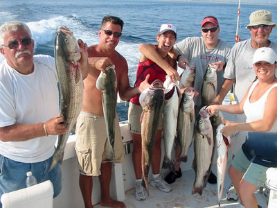 Happy anglers with their bass limit