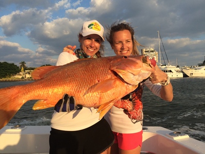 Big snapper caught by these lucky fisher gals