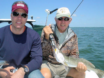 Jeff and Denny Parker's Sarasota Bay fly trout caught with Capt. Rick Grassett.