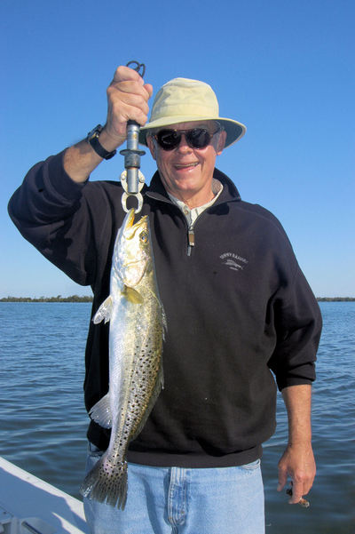 Keith McClintock , from IL, caught and released this over slot trout on a CAL jig with a jerk worm while fishing Gasparilla Sound with Capt. Rick Grassett