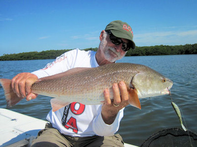 Mark Nichols Sarasota Bay DOA swimbait red caught and released with Capt. Rick Grassett