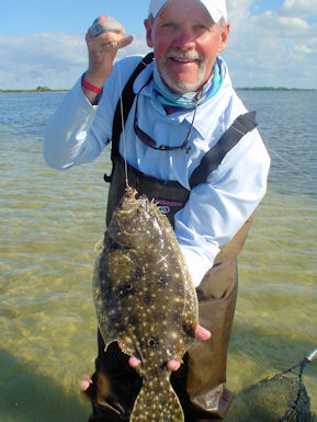 Mike Perez's Sarasota Bay fly flounder caught and released with Capt. Rick Grassett.