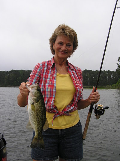 Wife Sherry caught this nice bass on a down-sized Tx rig with Berkley's 5 inch Wacky Crawler in green pumpklin