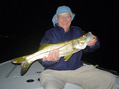 Pat Campbell's night fly snook caught while fishing with Capt. Rick Grassett.