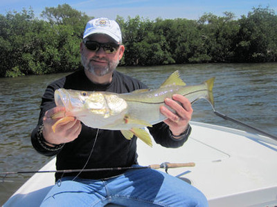 Pat Redmond Gasparilla Sound CAL shad snook caught and released with Capt. Rick Grassett