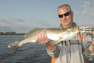 Russell Johnson's Sarasota Bay CAL jig trout caught & released with Capt. Rick Grassett.