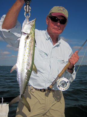 Tom Newman's Sarasota Bay Grassett Deep Flats Bunny fly Spanish mackerel caught and released with Capt. Rick Grassett.