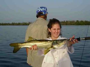 Michele shows of one of her first snook!