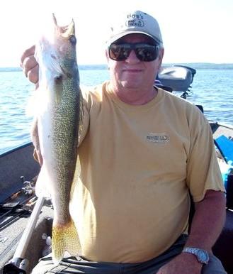 Steve Hawley with a nice walleye caught while fishing with guide Joel DeBoer