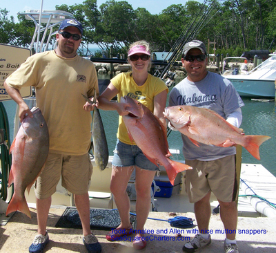 Todd, Annalee and Allen with their mutton snappers - 20lb, 17lb and 14lb