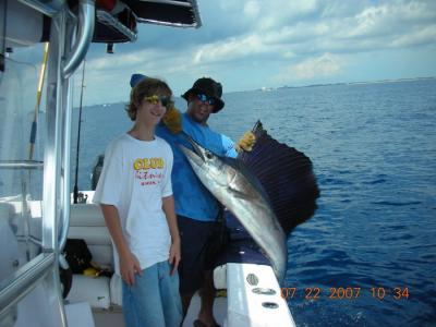 The Bowman\'s first Sailfish. Caught on a live Ballyhoo.