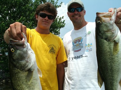 A happy father and son fishing team!