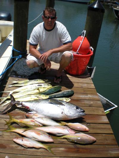 Nice blackfin tuna among the snapper and dolphin