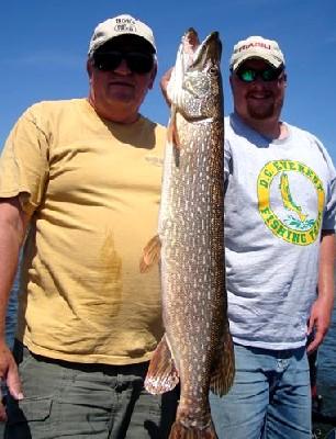 Steve Hawley poses with guide Joel DeBoer and his big pike - being prepared made all the difference!
