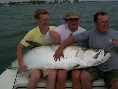Brandon Jeffress, right, with 160Lb Tarpon