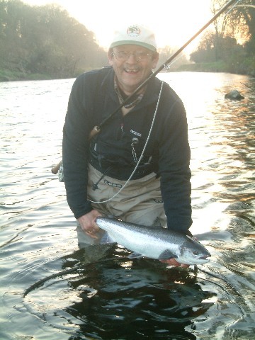 Picture is Blackwater Lodge & Salmon Fishery proprietor Ian Powell on April 2, 2009 with an 11 pounder on fly from Beat 6 � Lower Kilmurry. The fish was released alive.