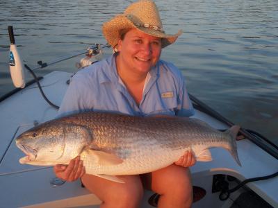 Angie Leason with a big bull red!