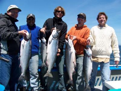 5 Salmon, 26#, 25#, 2 @ 14 and one legal