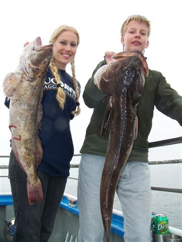 Kim LIddicoat and Frederick Lundquist with Three Rocks lingcod