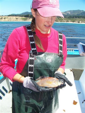 Cassandra Brooks with a perch