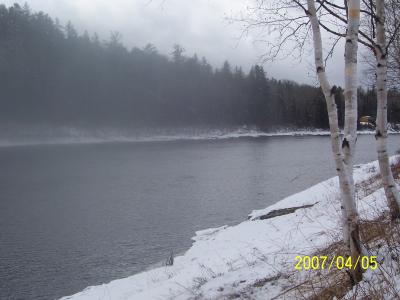 This is April 9th just below the mouth of Cains River.