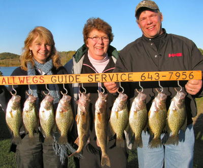 Carla, Irene & Jeff Heeg with some nice crappies