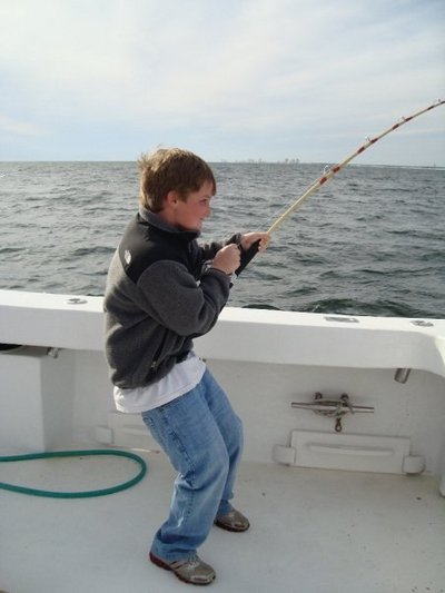 A big Orange Beach Redfish on the line!