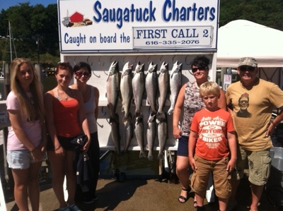 12 fish of coho, chinook, lake trout and steelhead